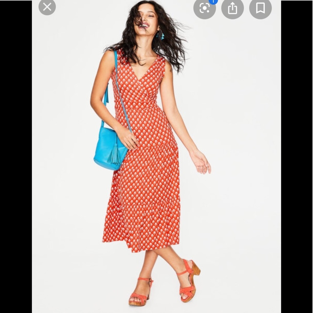 Boden blood orange Ditsy woodblock Nicole dress